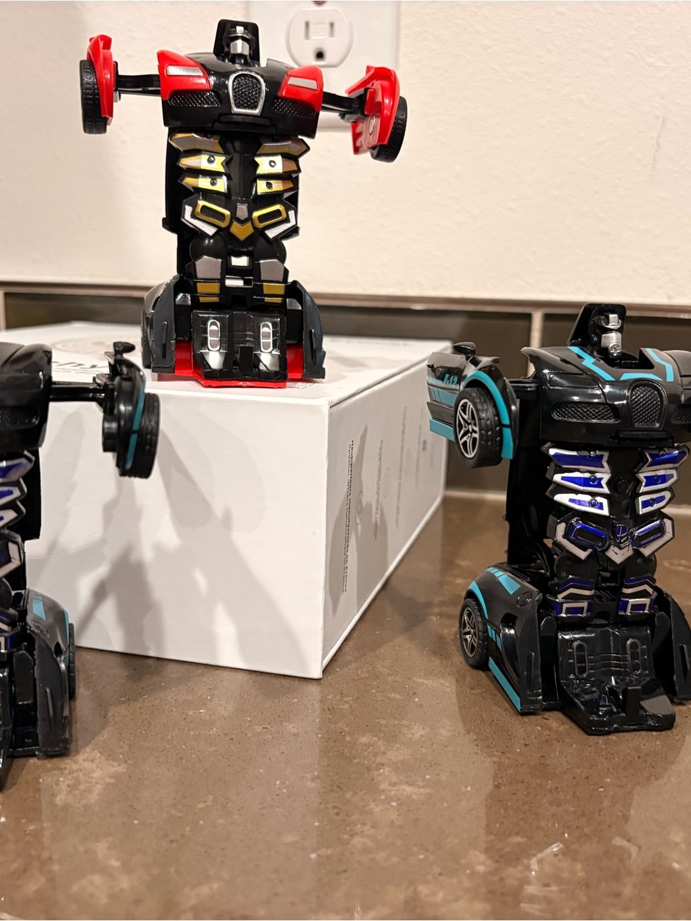 3 - Red and Black Transforming Robot Car Toy - Kids Action Figure